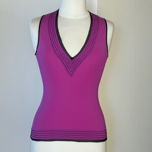 MARIE SAINT PIERRE designer, sleeveless, fuchsia tank top, V-neck, size XS/S